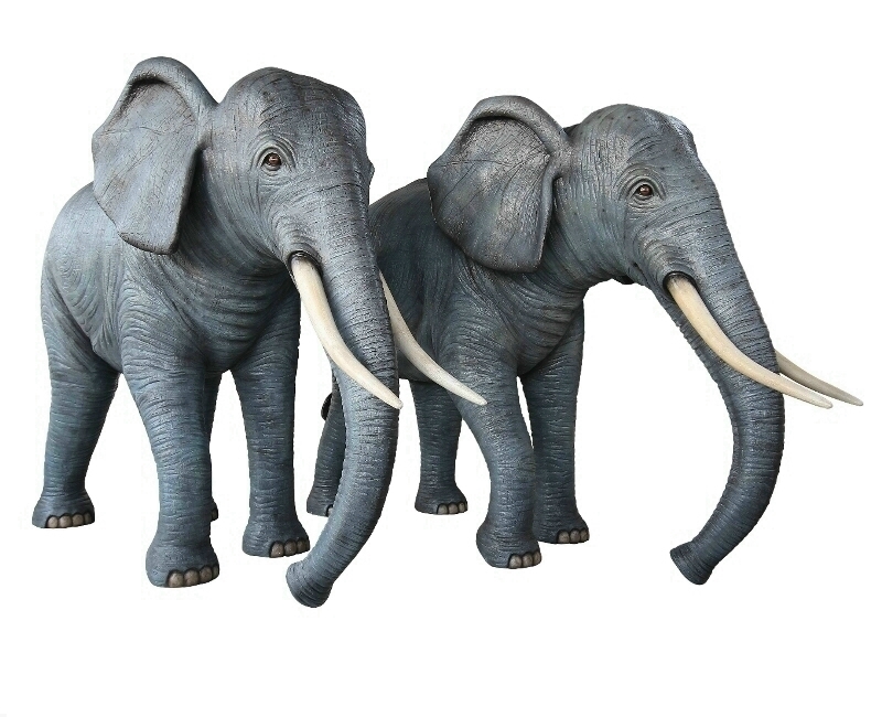 Life Size Male & Female Fiberglass Elephants - Custom Made