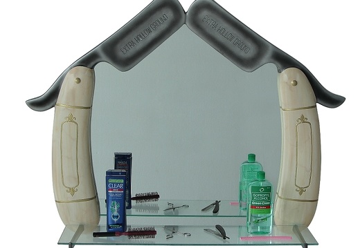 B0722 BARBER SHOP HAIR SALON WHITE SHAVING BLADE MIRROR