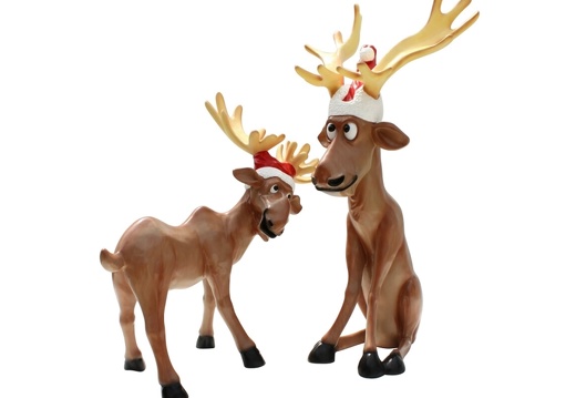 1510 FUNNY CHRISTMAS REINDEER STATUES