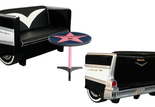 1708BK CAR SOFA VINTAGE RETRO SEATING FOR RESTAURANTS BARS BLACK