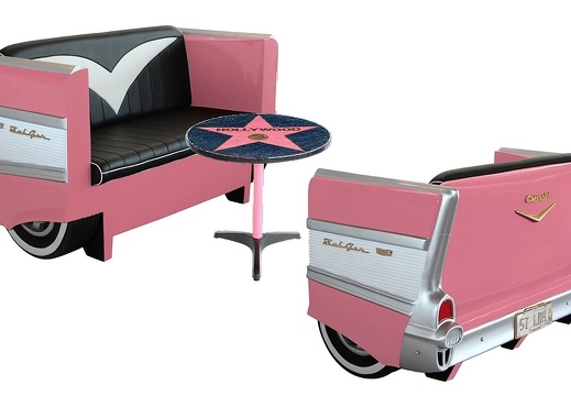 1708PINK CAR SOFA VINTAGE RETRO SEATING FOR RESTAURANTS BARS PINK