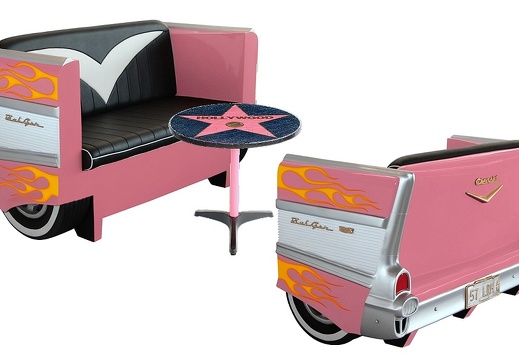 1708PYF CAR SOFA VINTAGE RETRO SEATING FOR RESTAURANTS BARS PINK FLAMES