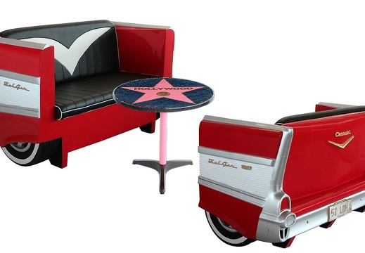 1708RED CAR SOFA VINTAGE RETRO SEATING FOR RESTAURANTS BARS RED