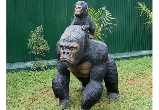 450 LIFE LIKE SILVER BACK MALE GORILLA WITH BABY