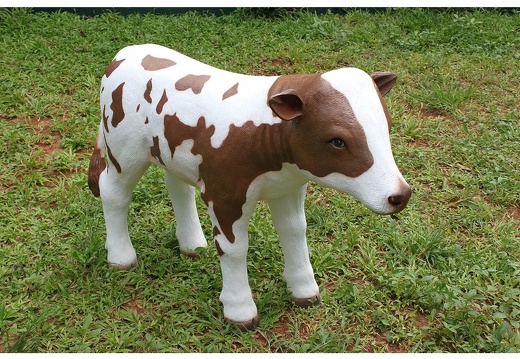 497 LIFE LIKE BABY BROWN WHITE COW STANDING