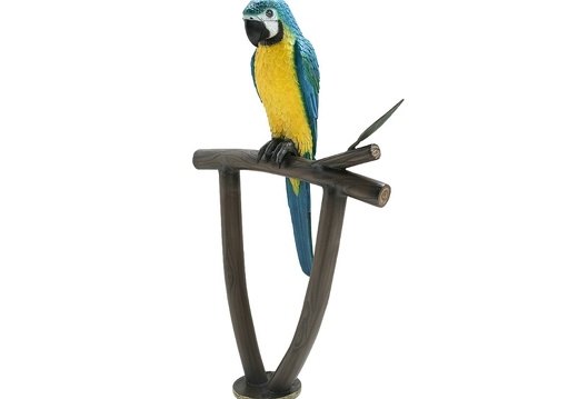 574 LIFE LIKE PARROT ON METAL WOOD EFFECT PERCH