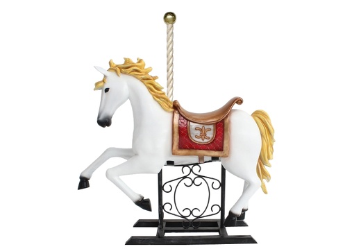 583 LIFE LIKE CAROUSEL HORSE ON ANTIQUE METAL STAND 1