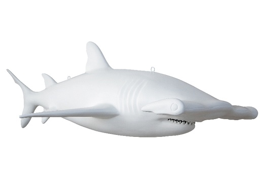 B0240 LIFE LIKE PURE WHITE HAMMER HEAD SHARK WALL CEILING MOUNTED 3