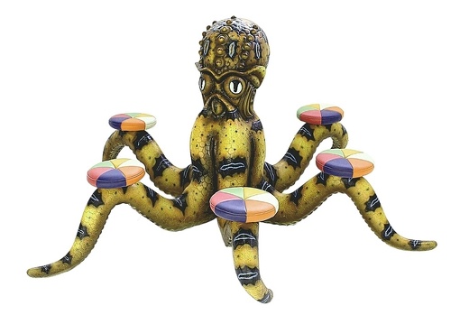 JBA238 LIFE LIKE AMAZING LIFE SIZE YELLOW OCTOPUS SEATING COLORFUL SOFT CUSHIONS ON THE TENTACLES