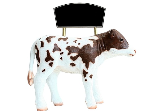 JBA239 LIFE LIKE BABY BROWN COW WITH ADVERTISING BOARD ANY WORDS PAINTED ON THE ADVERTISING BOARD 1
