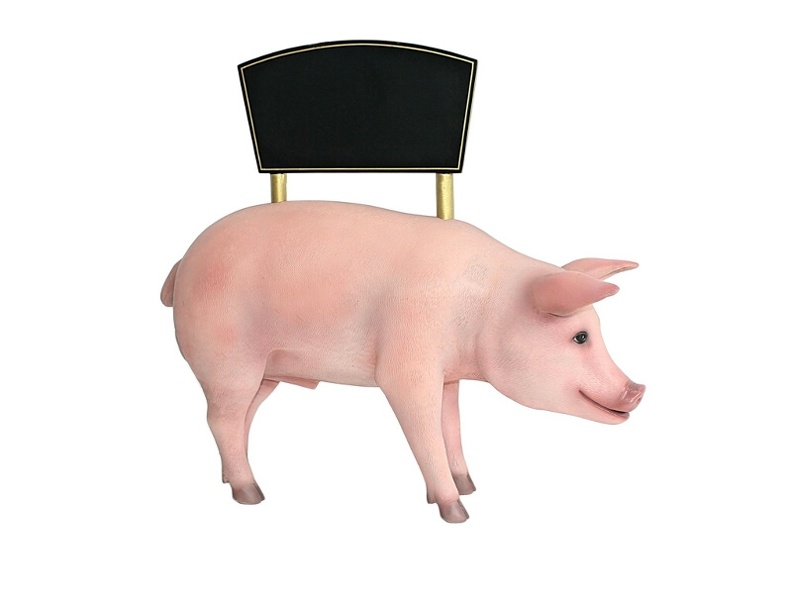 JBA240_LIFE_LIKE_PINK_PIG_WITH_ADVERTISING_BOARD_ANY_WORDS_PAINTED_ON_THE_ADVERTISING_BOARD_1.JPG