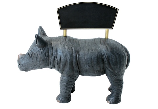 JBA241 LIFE LIKE BABY RHINO WITH ADVERTISING BOARD ANY WORDS PAINTED ON THE ADVERTISING BOARD 1