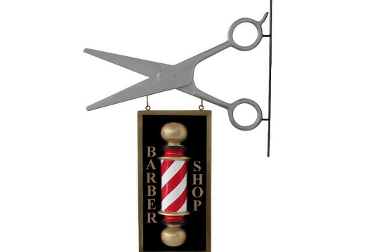 N101 MODERN PARLOUR SCISSORS DOUBLE SIDED EMBOSSED BARBER POLE ADVERTISING BOARD