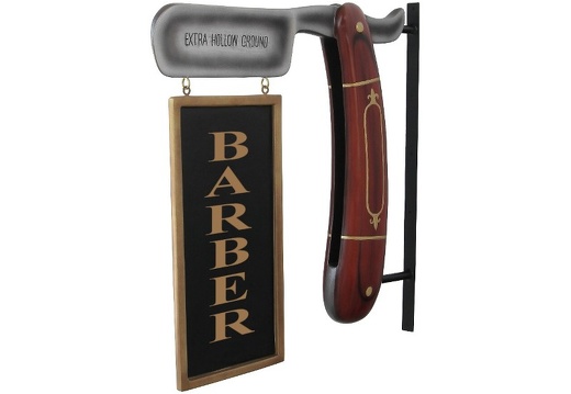 N117 ANTIQUE BROWN WOOD SHAVING BLADE DOUBLE SIDED BARBER SHOP ADVERTISING BOARD 2