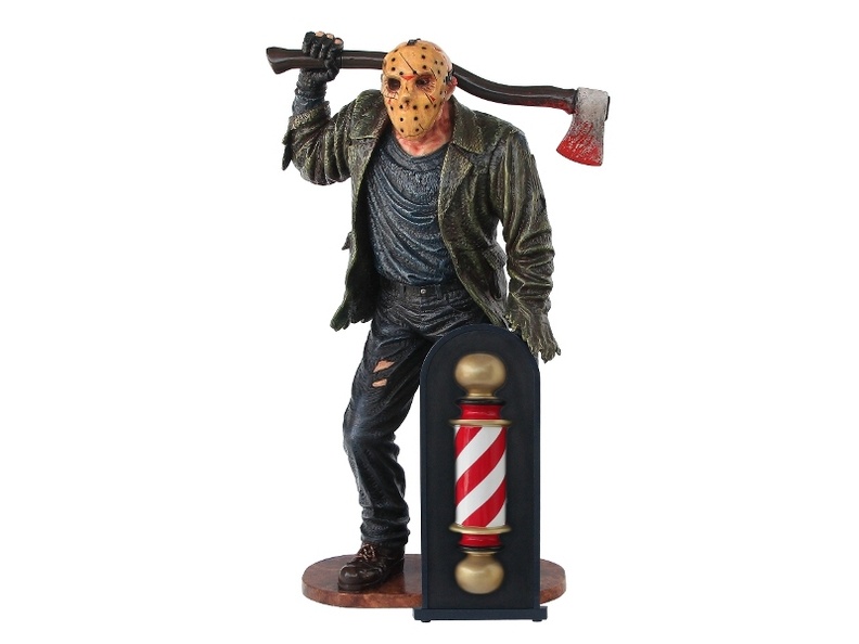 N278_LIFE_SIZE_SCARY_SWAMP_MONSTER_WITH_3D_BARBER_POLE_ADVERTISING_BOARD.JPG
