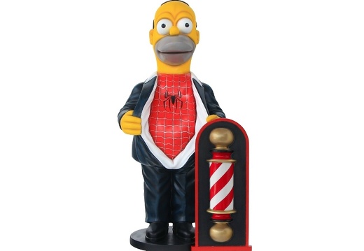 N286 FUNNY HOMER SIMPSON WITH SPIDERMAN SHIRT WITH 3D BARBER POLE ADVERTISING BOARD