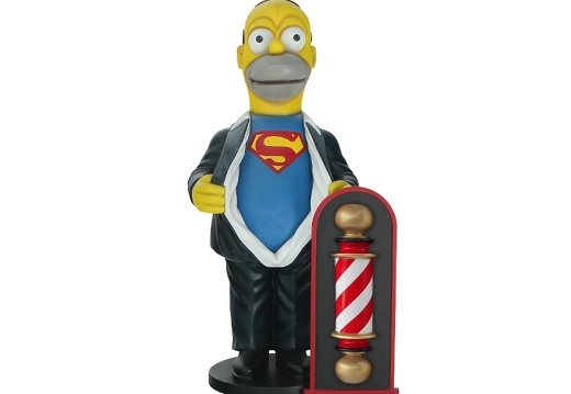 N287 FUNNY HOMER SIMPSON WITH SUPERMAN SHIRT WITH 3D BARBER POLE ADVERTISING BOARD