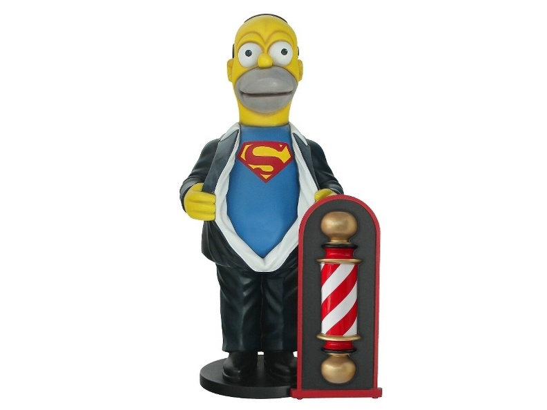N287_FUNNY_HOMER_SIMPSON_WITH_SUPERMAN_SHIRT_WITH_3D_BARBER_POLE_ADVERTISING_BOARD.JPG