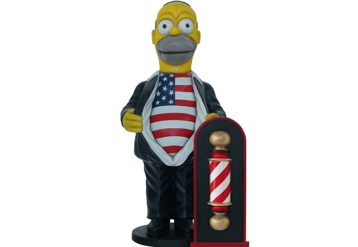 N290 FUNNY HOMER SIMPSON WITH AMERICAN FLAG SHIRT WITH 3D BARBER POLE ADVERTISING BOARD