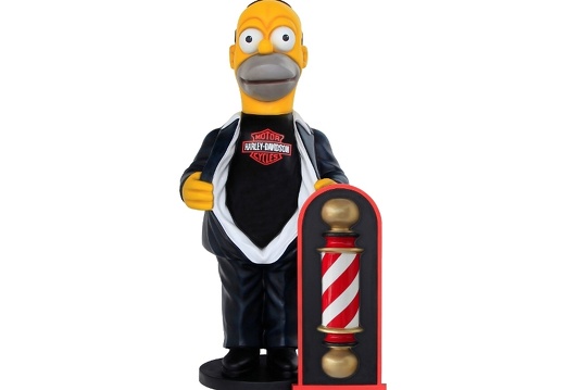 N291 FUNNY HOMER SIMPSON WITH HARLEY DAVIDSON WITH 3D BARBER POLE ADVERTISING BOARD