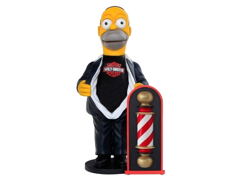 N291_FUNNY_HOMER_SIMPSON_WITH_HARLEY_DAVIDSON_WITH_3D_BARBER_POLE_ADVERTISING_BOARD.JPG