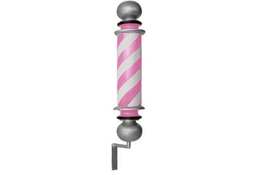N6195 PINK WHITE SILVER BARBER POLE WALL MOUNTED