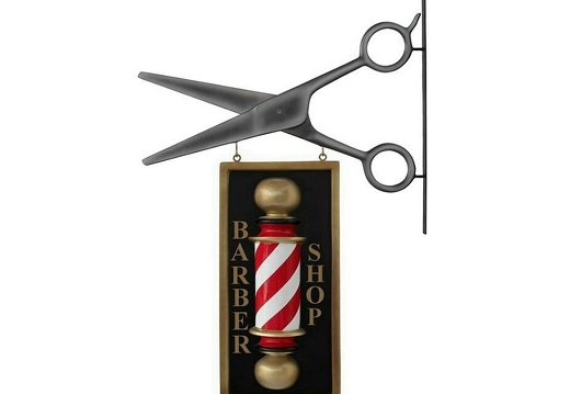 N88 VINTAGE PARLOUR SCISSORS DOUBLE SIDED EMBOSSED BARBER POLE ADVERTISING BOARD
