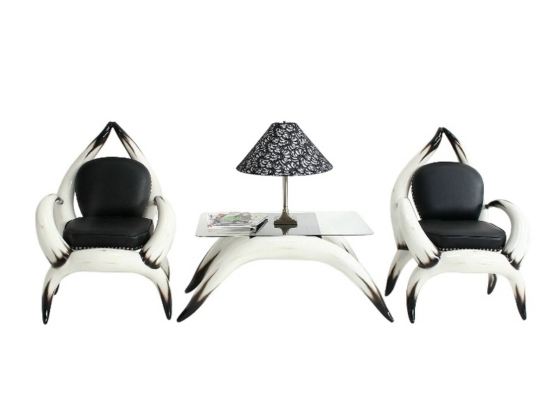 ARB002_BULL_HORN_ARM_CHAIRS_WITH_BLACK_LEATHER_STUDDED_UPHOLSTERY_SIDE_COFFEE_TABLE.JPG