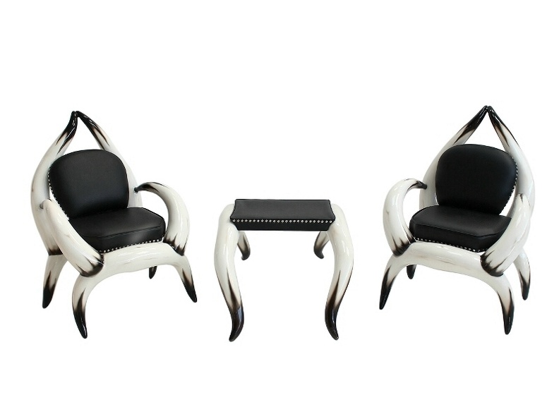 ARB010_BULL_HORN_ARM_CHAIRS_WITH_BLACK_LEATHER_STUDDED_UPHOLSTERY_SIDE_COFFEE_TABLE.JPG