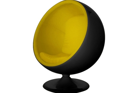ARC029 RETRO EGG CHAIR BLACK YELLOW ALL COLOUR COMBINATIONS AVAILABLE 1