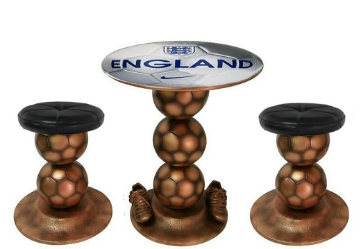 B0459 BRONZE FOOTBALL BALL TABLE CHAIRS ENGLAND 3 LIONS ALL TEAMS CLUBS AVAILABLE