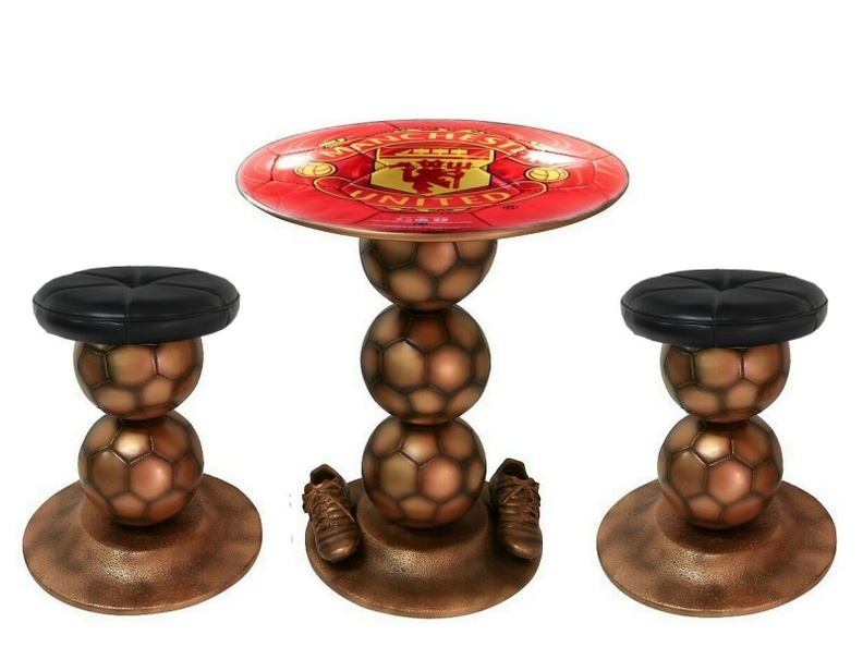 B0465_BRONZE_FOOTBALL_BALL_TABLE_CHAIRS_MANCHESTER_UNITED_ALL_TEAMS_CLUBS_AVAILABLE.JPG