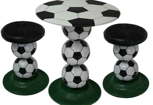 B0523 BLACK WHITE BALL FOOTBALL TABLE STOOLS CHAIRS