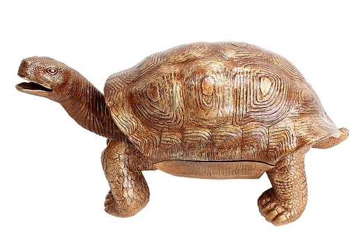 JBA211 LARGE ANTIQUE GOLD EFFECT TURTLE WITH OPENING SHELL TO HOLD WINE WHISKEY BOTTLES 1