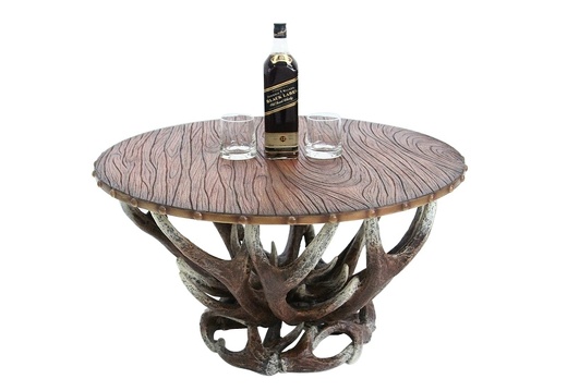 JBF047A ANTLER HORN COFFEE TABLE WITH FIBERGLASS WOOD EFFECT TOP 1