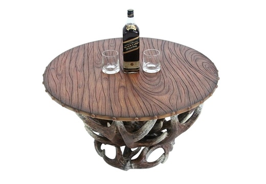 JBF047A ANTLER HORN COFFEE TABLE WITH FIBERGLASS WOOD EFFECT TOP 2