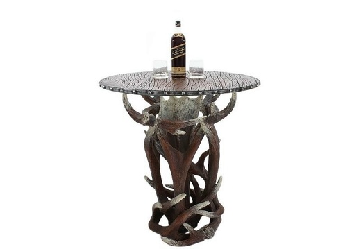 JBF048A ANTLER HORN SMALL TABLE WITH WOOD EFFECT TABLE TOP