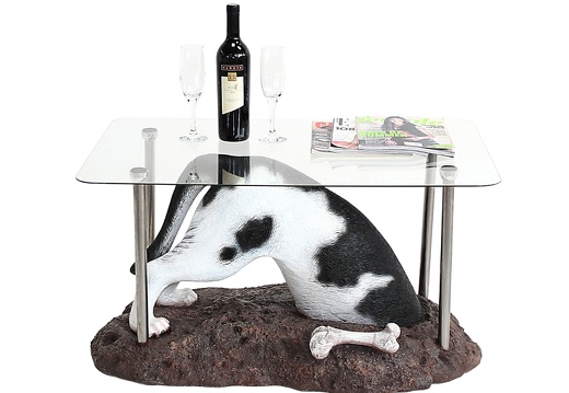 JBF133 BLACK WHITE DOG DIGGING FOR BONES COFFEE TABLE