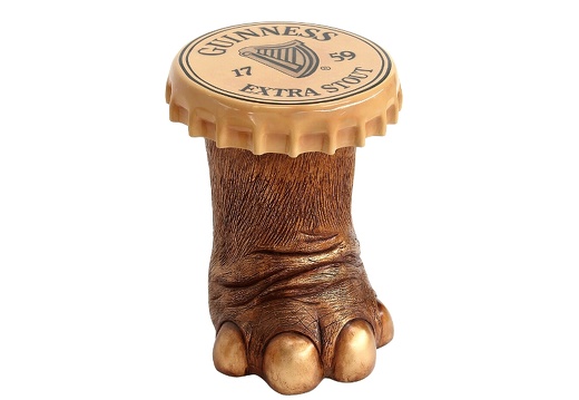 JBF182A GOLD ELEPHANTS FOOT STOOL GUINNESS BOTTLE TOP LID SEAT ANY NAME PAINTED ON BOTTLE TOP