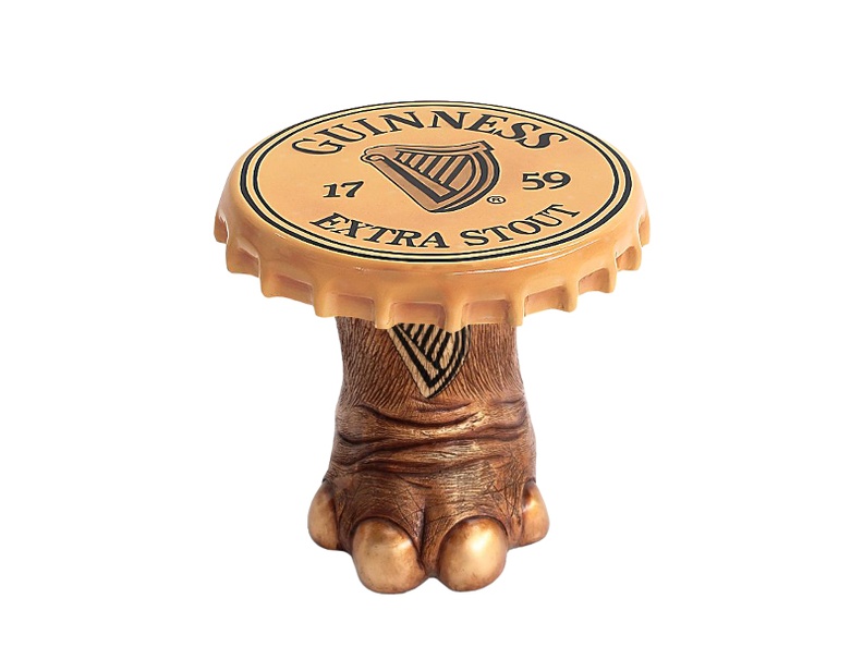 JBF183_SMALL_ELEPHANTS_FOOT_COFFEE_TABLE_WITH_GUINNESS_BOTTLE_TOP_LID_ALL_BEER_NAMES_AVAILABLE_1.JPG
