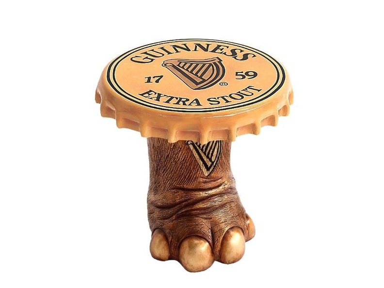JBF183_SMALL_ELEPHANTS_FOOT_COFFEE_TABLE_WITH_GUINNESS_BOTTLE_TOP_LID_ALL_BEER_NAMES_AVAILABLE_2.JPG