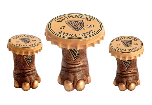JBF184 SMALL ELEPHANTS FOOT TABLE ELEPHANTS FOOT STOOLS WITH GUINNESS BOTTLE TOP LID ALL BEER NAMES AVAILABLE
