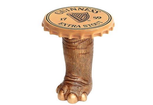 JBF186 LARGE ELEPHANTS FOOT COFFEE TABLE WITH GUINNESS BOTTLE TOP LID ALL BEER NAMES AVAILABLE