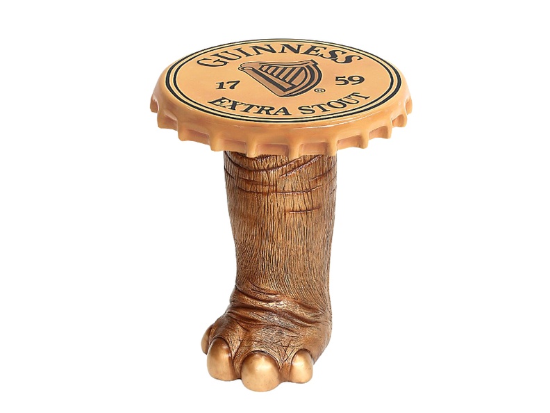 JBF186_LARGE_ELEPHANTS_FOOT_COFFEE_TABLE_WITH_GUINNESS_BOTTLE_TOP_LID_ALL_BEER_NAMES_AVAILABLE.JPG