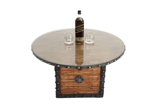 JBF220 ANTIQUE CHEST WITH WOOD EFFECT ROUND TOP 1