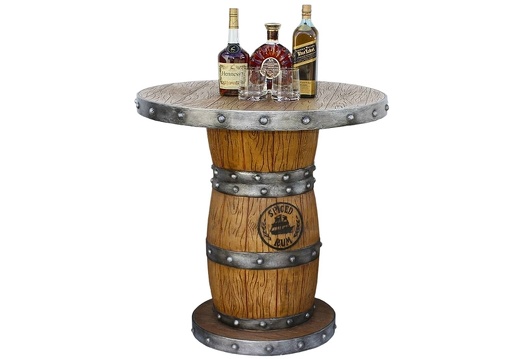 JBP035A LIGHT WOOD EFFECT BARREL TABLE LARGE ANY NAME PAINTED ON IT