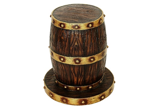 JBP164 BARREL WOOD EFFECT STOOL WITH GOLD TRIMS 1