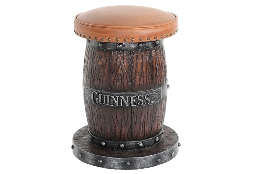 JBP210 GUINNESS BARREL BAR RESTAURANT STOOL BROWN LEATHER CUSHION ALL BEER NAMES AVAILABLE