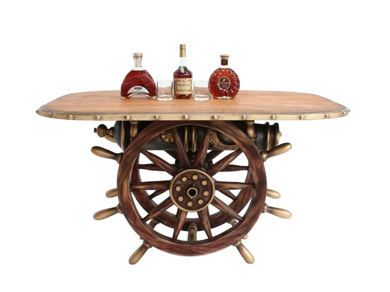 JBP213_VINTAGE_SHIPS_WHEEL_CANNON_DINING_TABLE_WITH_WOOD_EFFECT_TOP.JPG