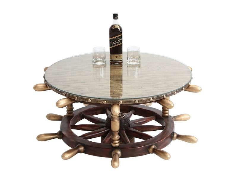 JBSH027_ANTIQUE_SHIPS_WHEEL_COFFEE_TABLE_WITH_WOOD_EFFECT_TOP_GLASS_COVER.JPG